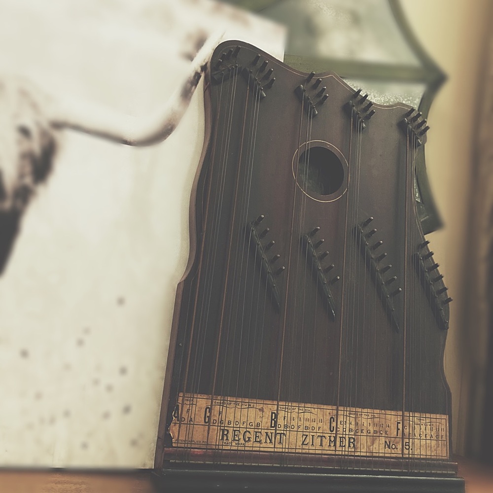 Antique Zither Art Musical Instrument Decor c. 1890s-1900s | Mahogany
